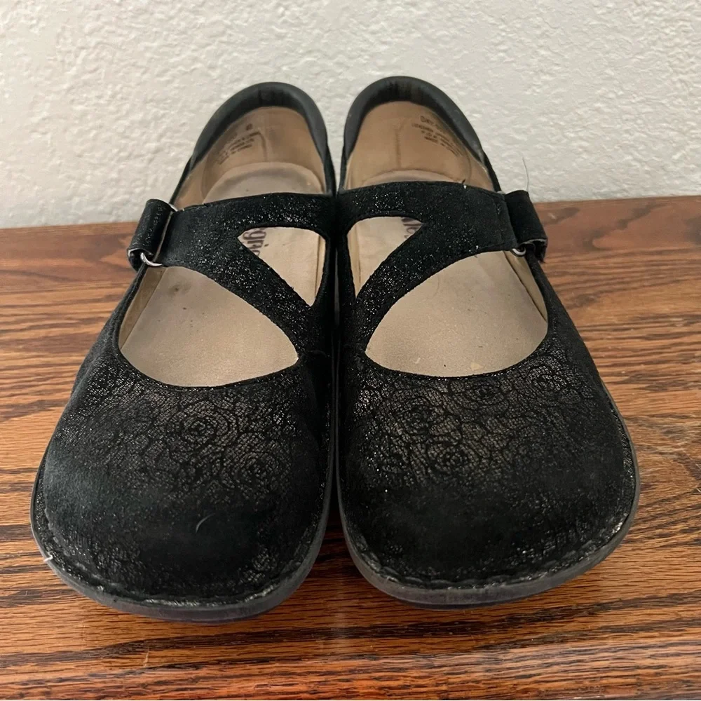 Alegria Dayna Pewter Fleurette Floral Mary Jane Platform Clogs EU 40